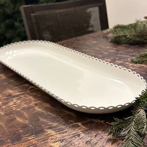 Elegant White Scalloped Edge Serving Platter